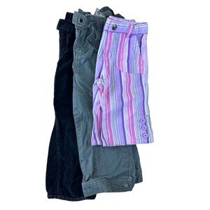 Carters 3T Lot Of 3 Toddler Girl's 2 Pants and 1 Capris Black, Grey Pink/Purple
